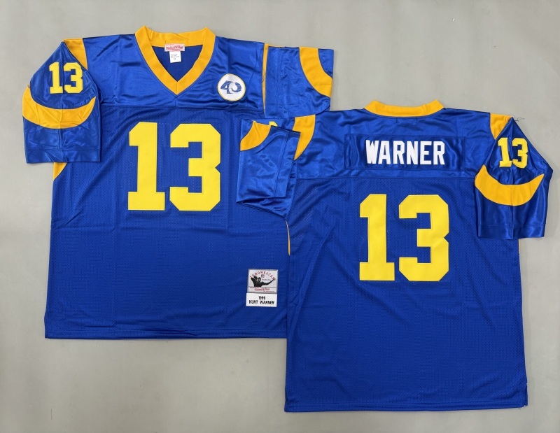 Men 2025 Los Angeles Rams #13 Warner blue Throwback Limited NFL Jersey style 001->los angeles rams->NFL Jersey